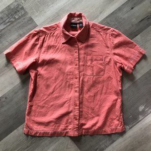 Erica Orange Linen Blend Collared Button Down Shirt Women's Sz Small